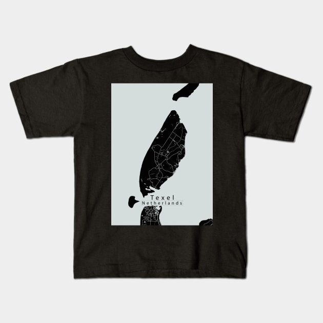 Texel Netherlands Island Map dark Kids T-Shirt by Robin-Niemczyk